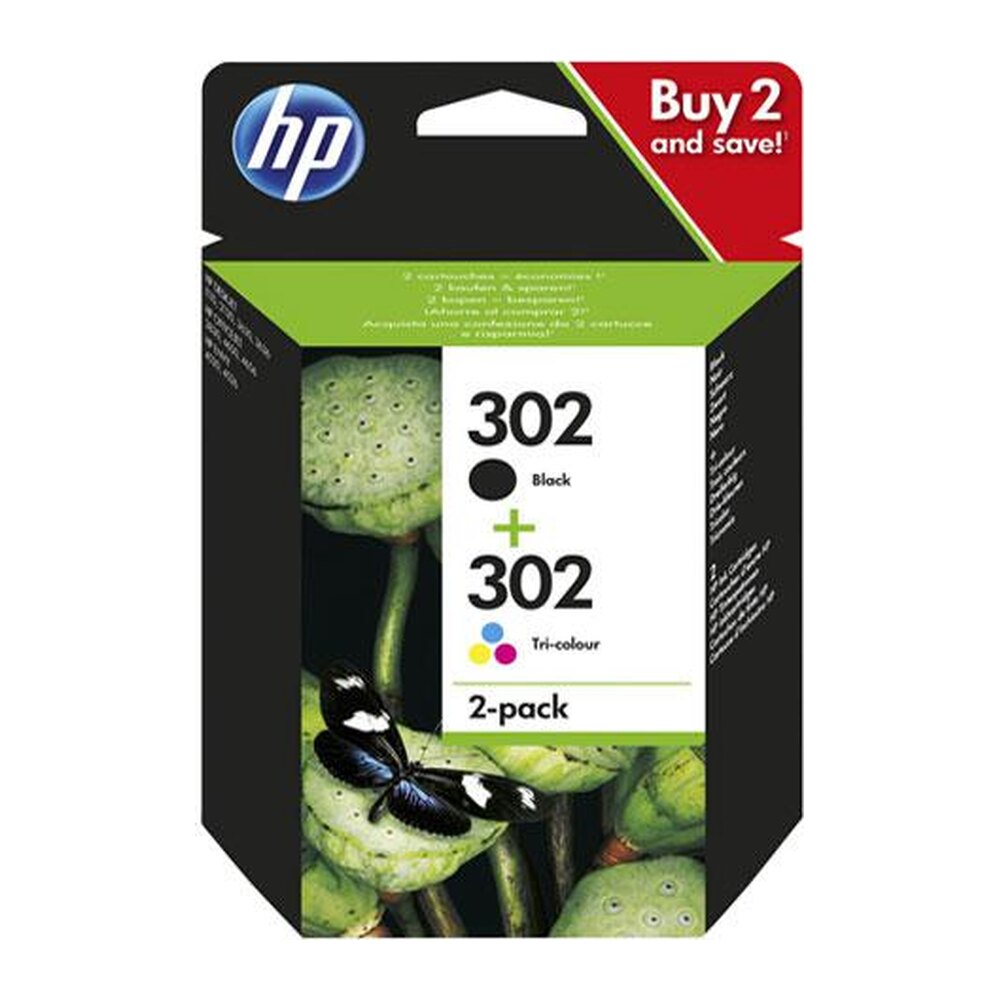 Tinta Original HP Pack N302 Negro + Color X4D37AE Tinta Original HP Pack N302 Negro + Color X4D37AE